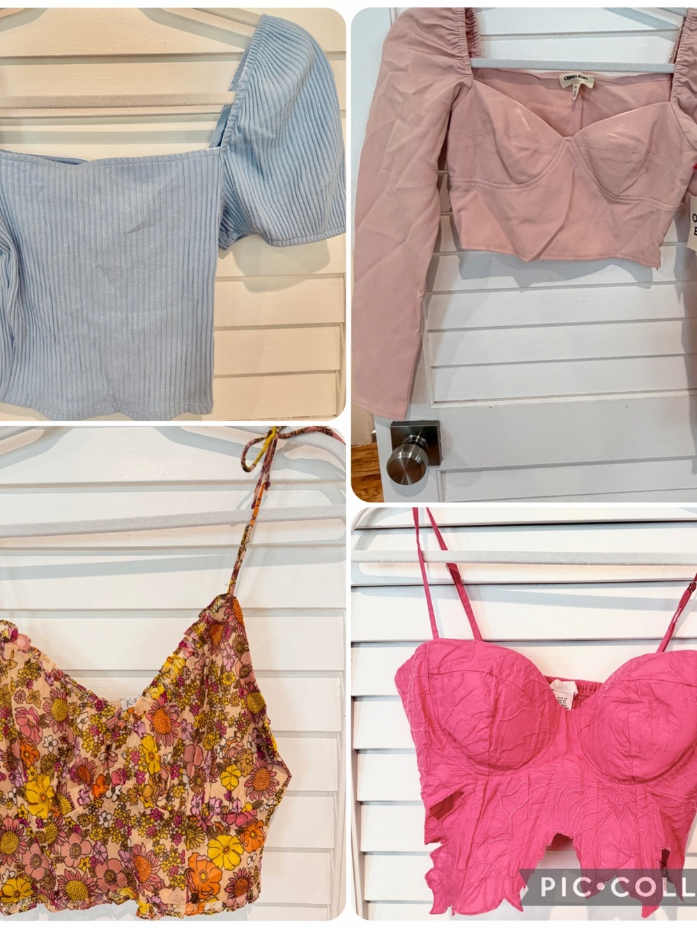 Set 4 Tops Sz XS Crop Bustier Floral H&M Open Edit Patrons Peace Going Out